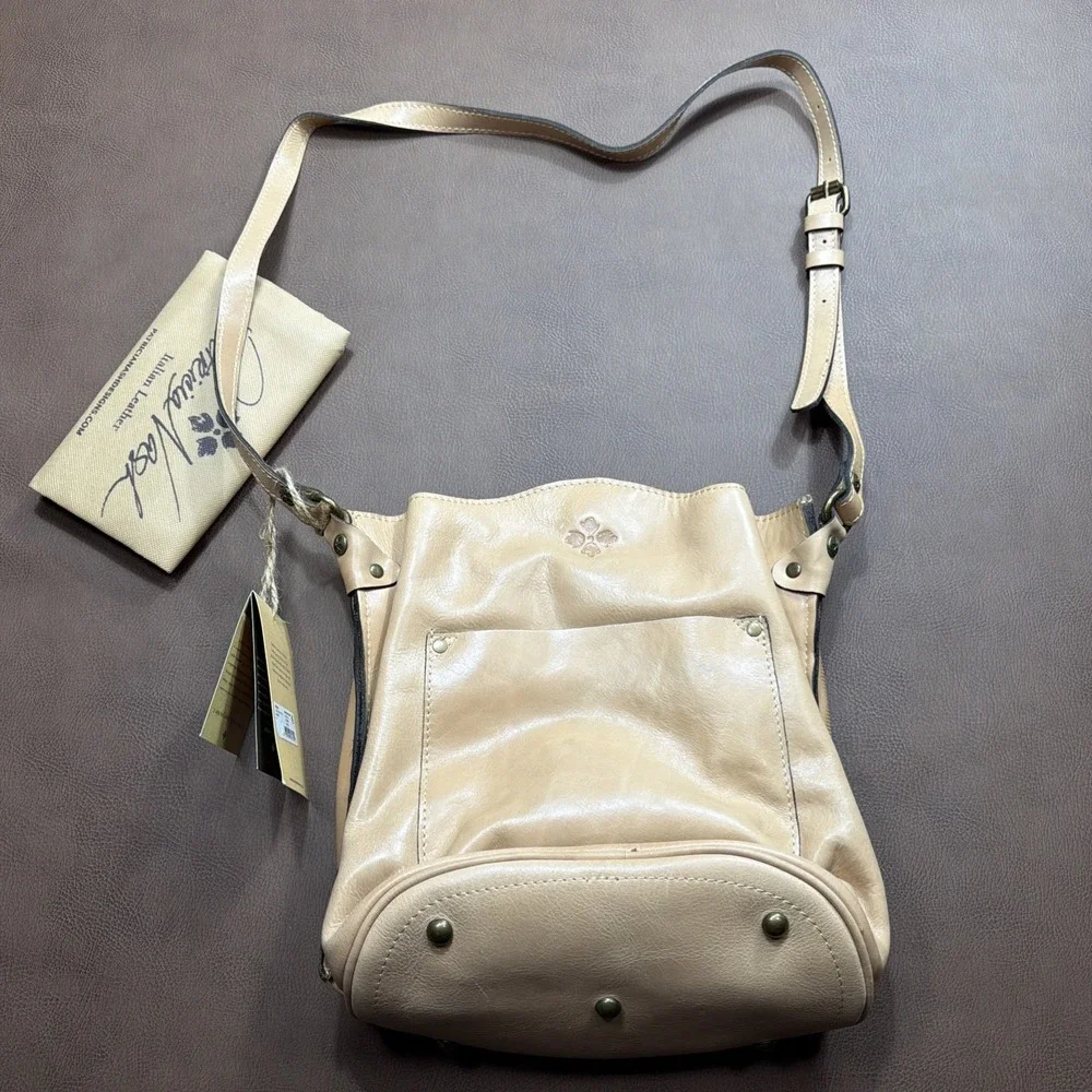 Patricia Nash Crossbody Sling Bag LAVELLO Sand Color Cut Out Floral Leather New!